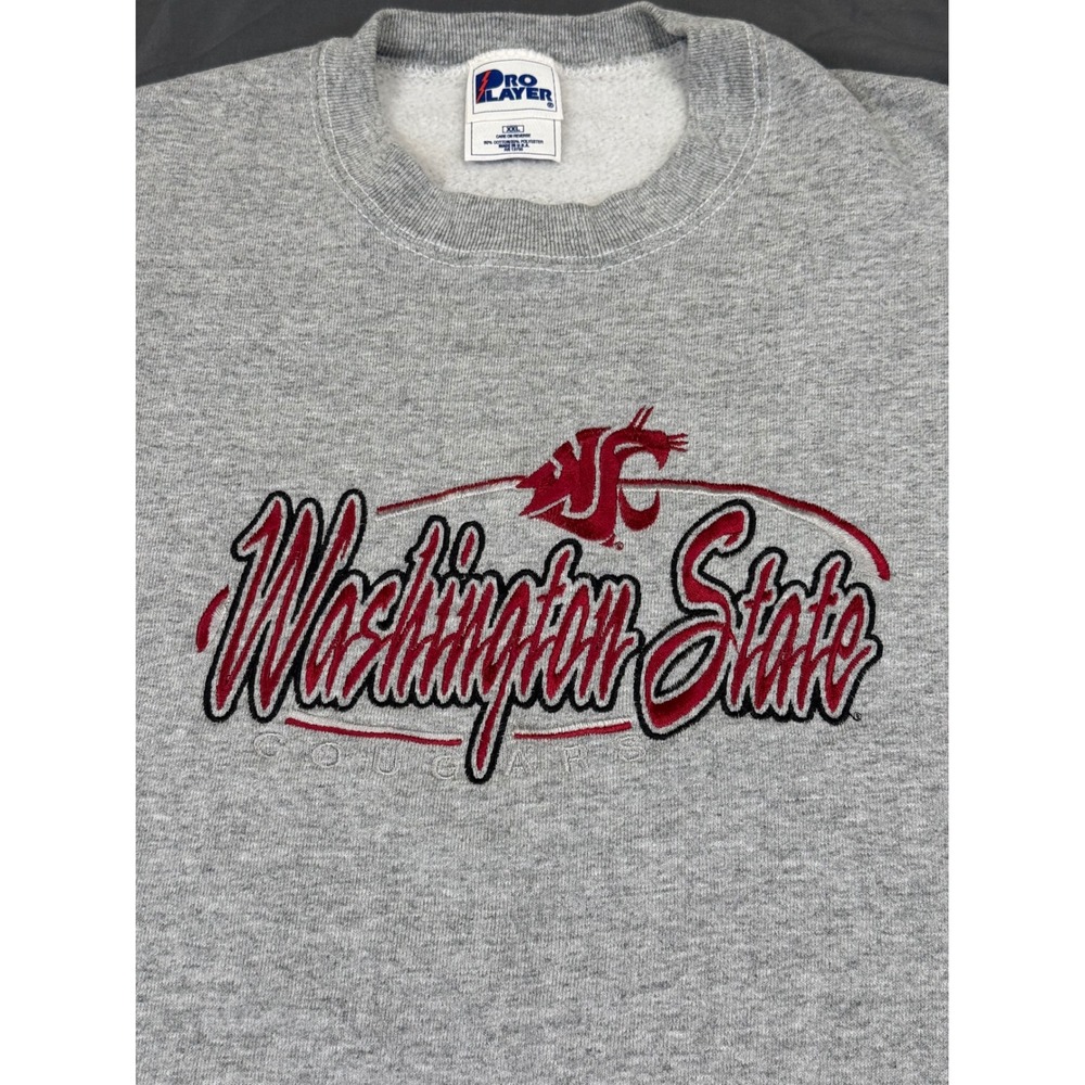 Vintage Pro Player Washington State Cougars Sweatshirt Mens XXL Gray Made in USA - Picture 2 of 9